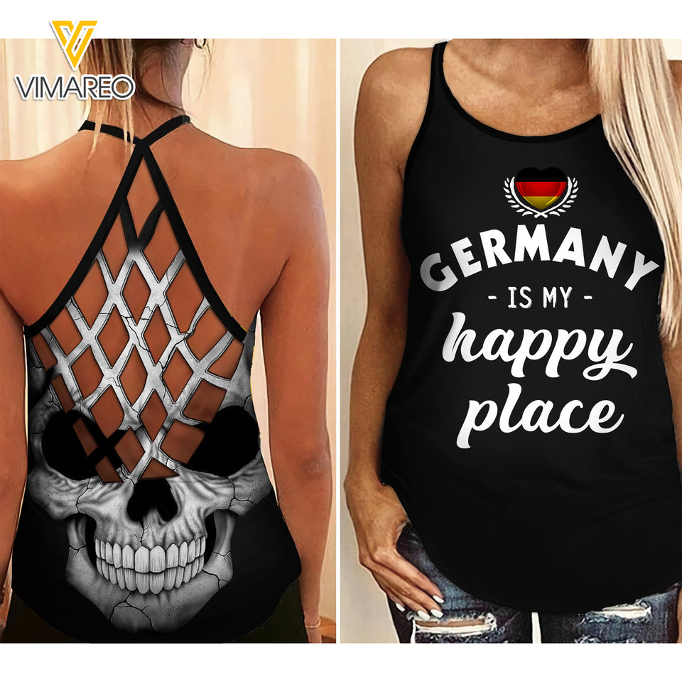 PHN German Is My Happy Place Criss-Cross Open Back Camisole Tank Top SEP-MA25