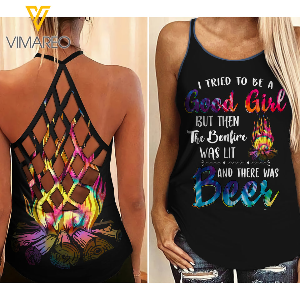 VMMH CAMPING Criss-Cross Open Back Camisole Tank Top MAR-MA11