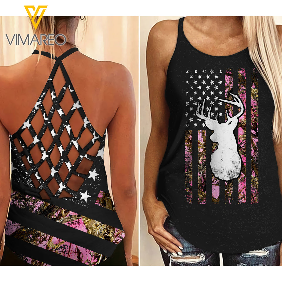 HUNTING GIRL CRISS-CROSS OPEN BACK CAMISOLE TANK TOP