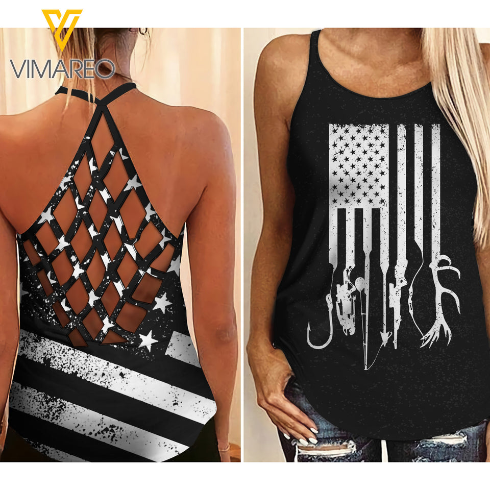 HUNTING GIRL CRISS-CROSS OPEN BACK CAMISOLE TANK TOP