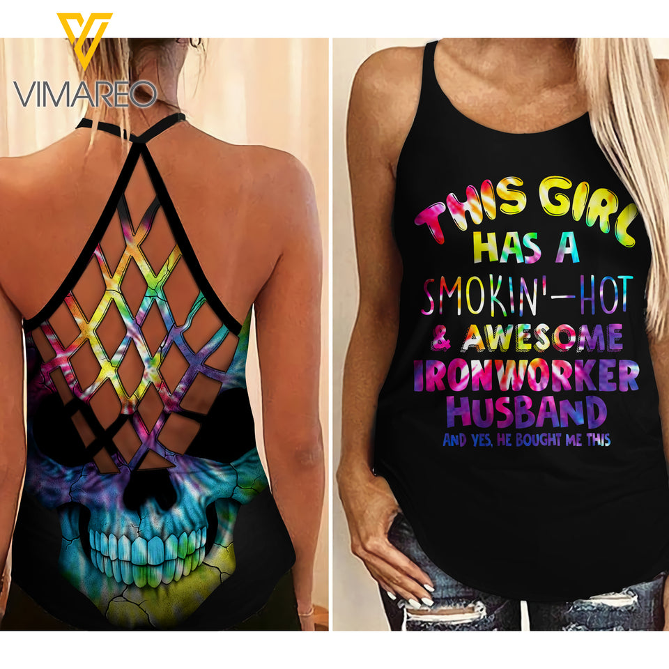 IRONWORKER GIRL CRISS-CROSS OPEN BACK CAMISOLE TANK TOP
