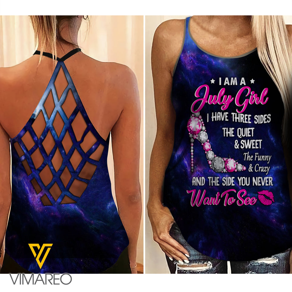 JULY Girl Criss-Cross Open Back Camisole Tank Top Legging 1703NGBA