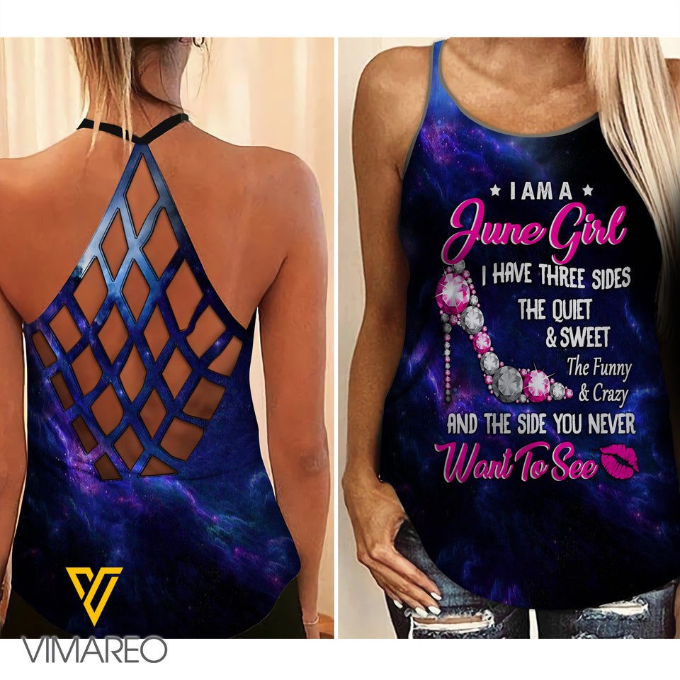 June Girl Criss-Cross Open Back Camisole Tank Top Legging 1703NGBA