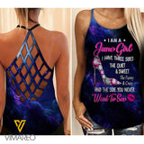 June Girl Criss-Cross Open Back Camisole Tank Top Legging 1703NGBA