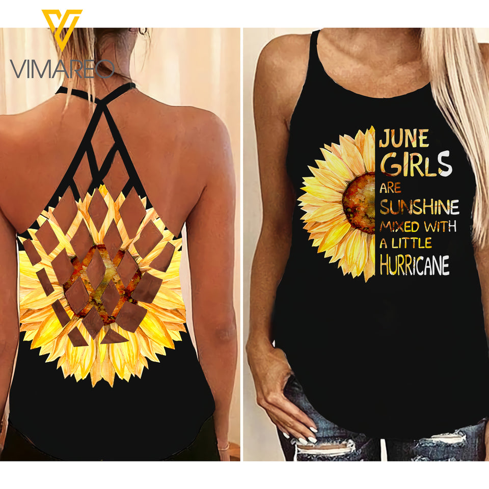 June Girls are sunshine Criss-Cross Open Back Camisole Tank Top VMRT
