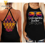 KINDERGARDEN TEACHER Girl Criss-Cross Open Back Camisole Tank Top 0605NGBA