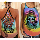 SKULL GIRL CRISS-CROSS OPEN BACK CAMISOLE TANK TOP