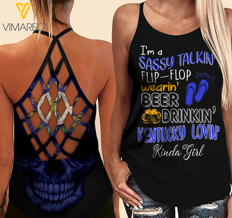 Kentucky lovein' Kinda girl-Criss-Cross Open Back Camisole Tank Top
