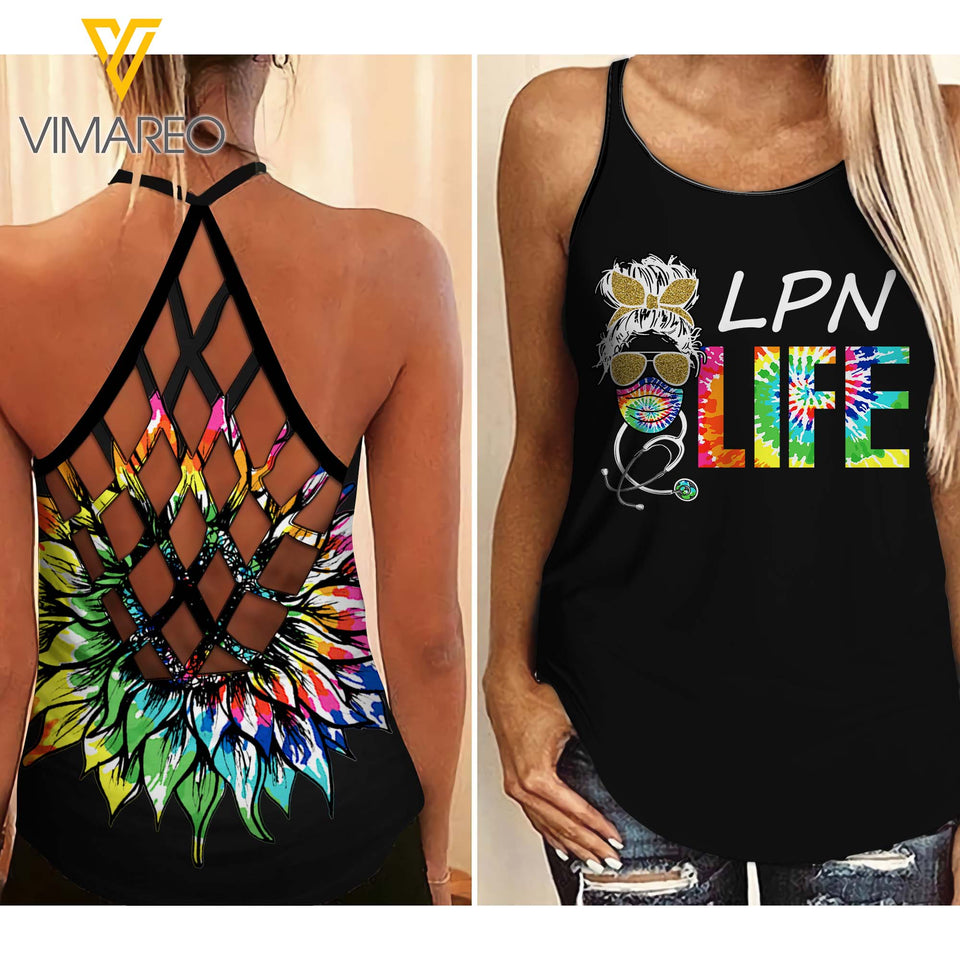 LPN LIFE CRISS-CROSS OPEN BACK CAMISOLE TANK TOP