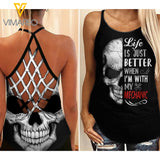 MECHANIC WIFE Criss-Cross Open Back Camisole Tank Top