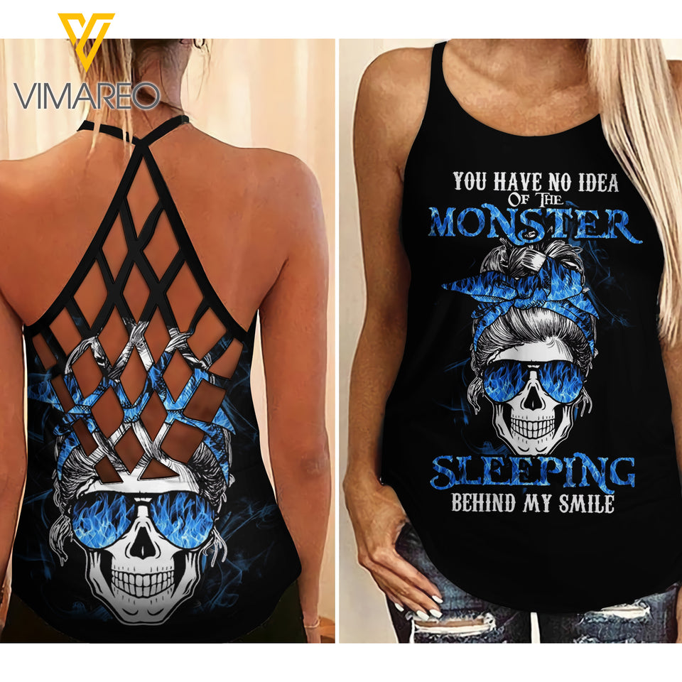 MONSTER GIRL CRISS-CROSS OPEN BACK CAMISOLE TANK TOP
