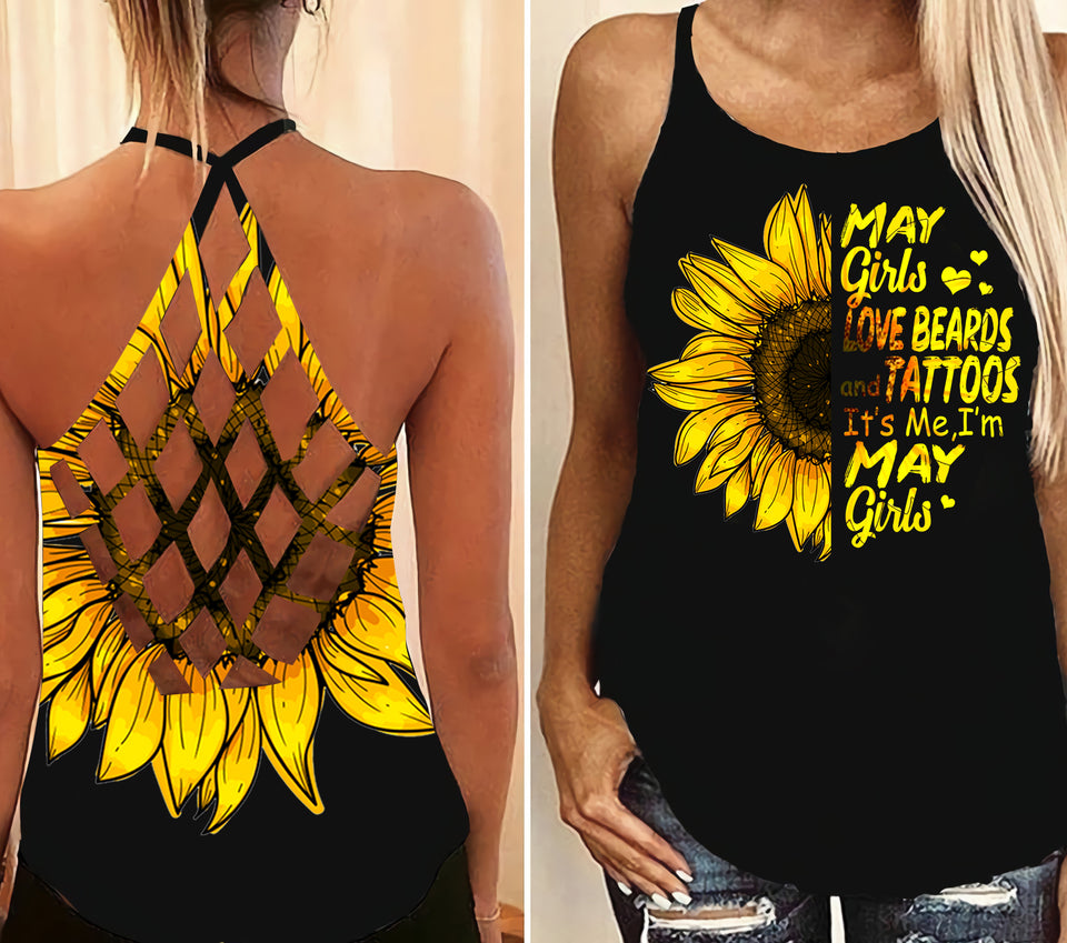 PHN May Girl Criss-Cross Open Back Camisole Tank Top Legging MAR-MA22 SF