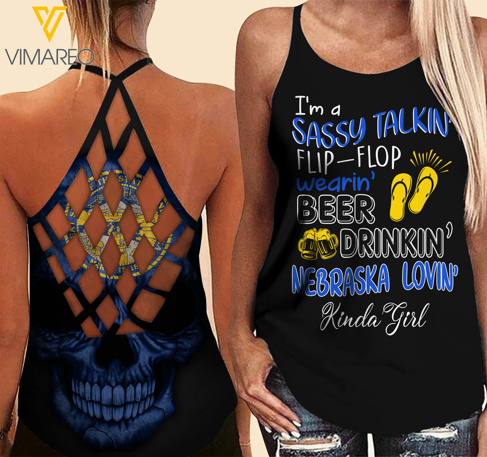 Nebraska lovein' Kinda girl-Criss-Cross Open Back Camisole Tank Top
