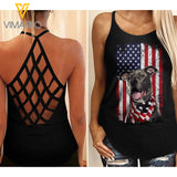 Pitbull Dog Criss-Cross Open Back Camisole Tank Top APR-MA14