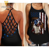 VMMH PITBULL DOG Criss-Cross Open Back Camisole Tank Top MAR-MA12