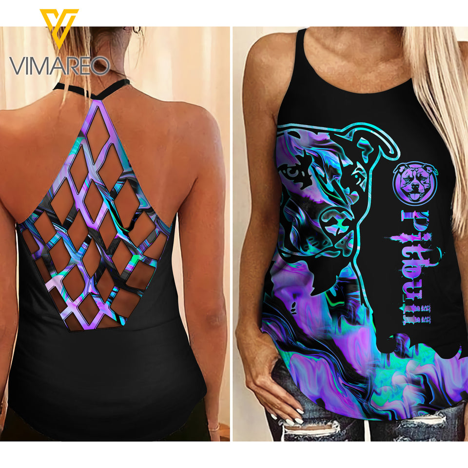 Pitbull Dog Criss-Cross Open Back Camisole Tank Top MAR-MA16