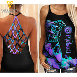 Pitbull Dog Criss-Cross Open Back Camisole Tank Top MAR-MA16