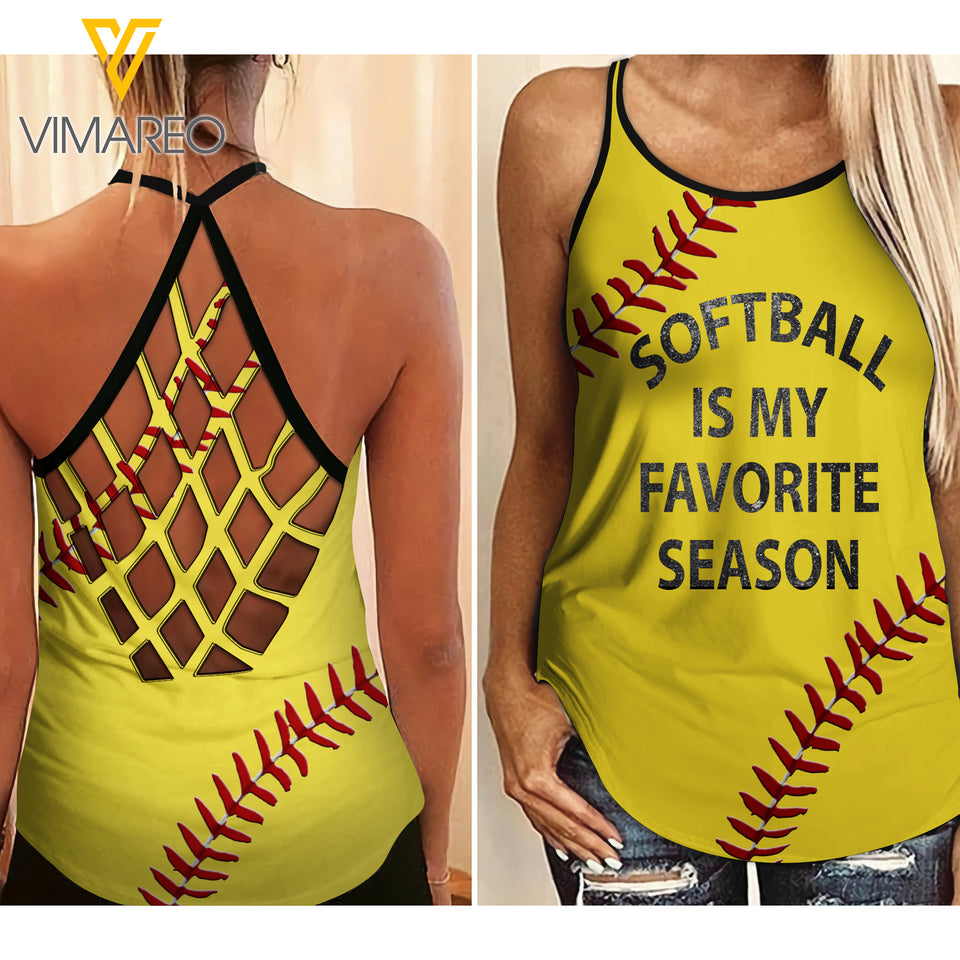 SOFTBALL Criss-Cross Open Back Camisole Tank Top SEASON