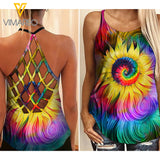 Sunflower Criss-Cross Open Back Camisole Tank Top 1503NGBA