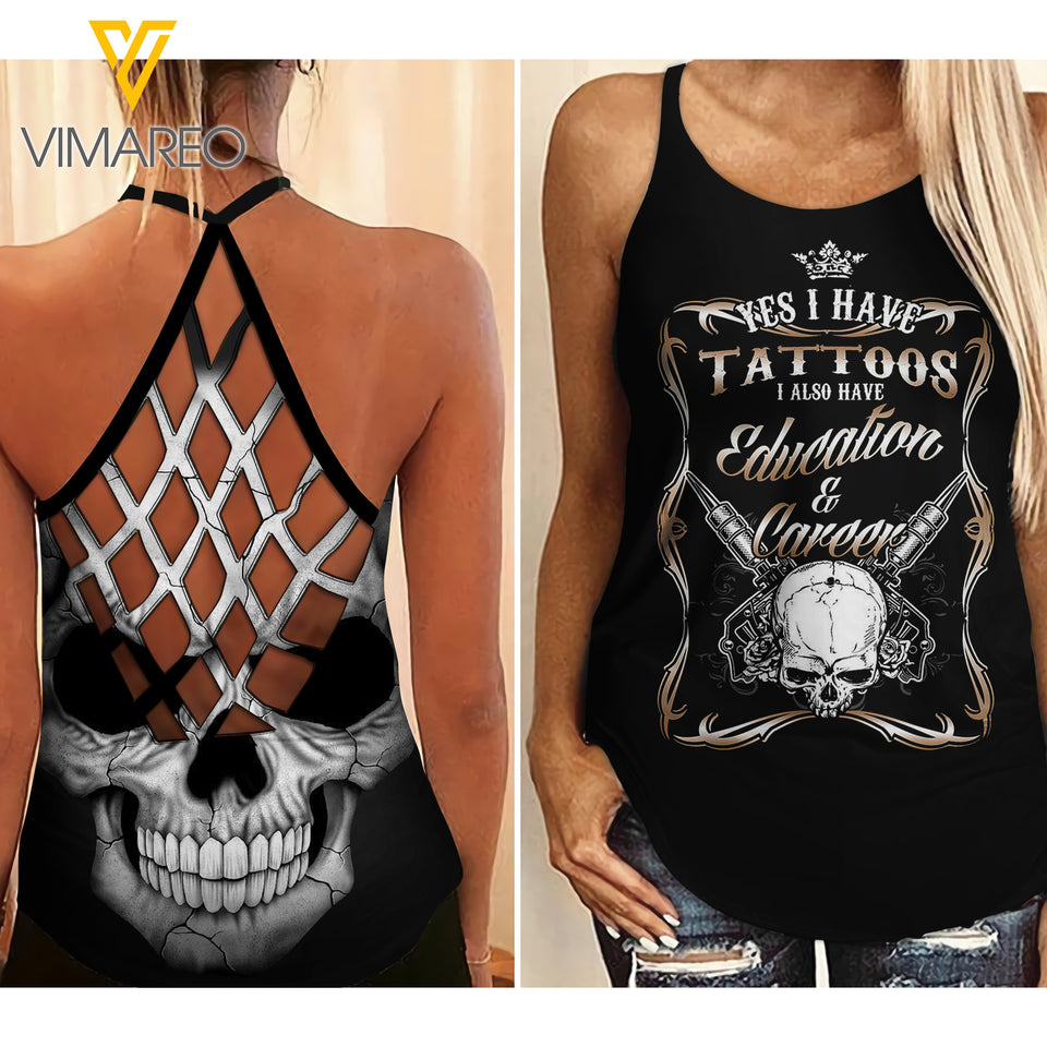 TATTOOS GIRL CRISS-CROSS TANK TOP