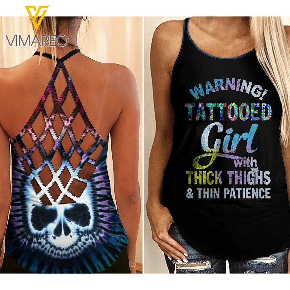 Tattooed Girl Criss-Cross Open Back Camisole Tank Top MAR-MA15