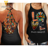 Math Teacher Girl Criss-Cross Open Back Camisole Tank Top Legging MAR-MA18