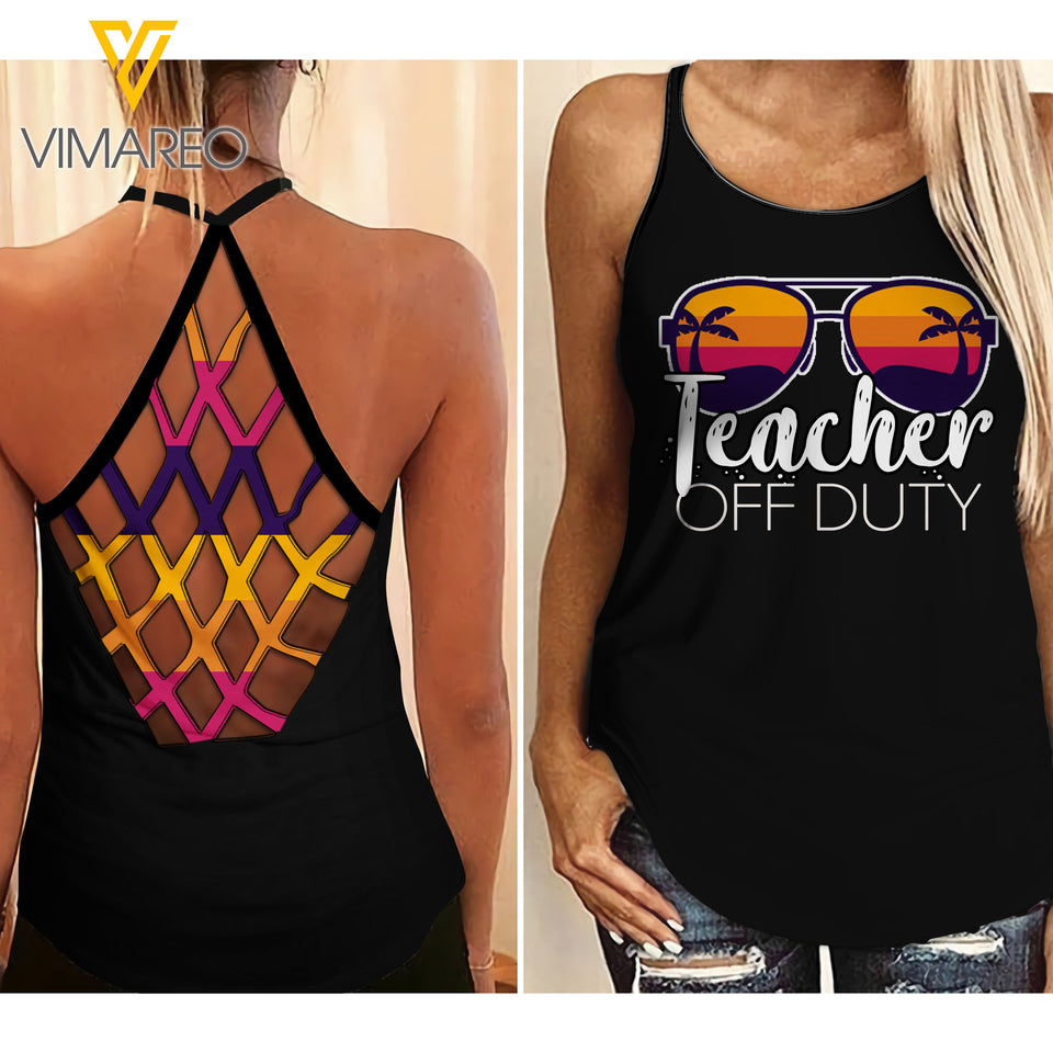 TEACHER Girl Criss-Cross Open Back Camisole Tank Top 0605NGBA