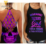TEXAS Girl Criss-Cross Open Back Camisole Tank Top 2403NGBA