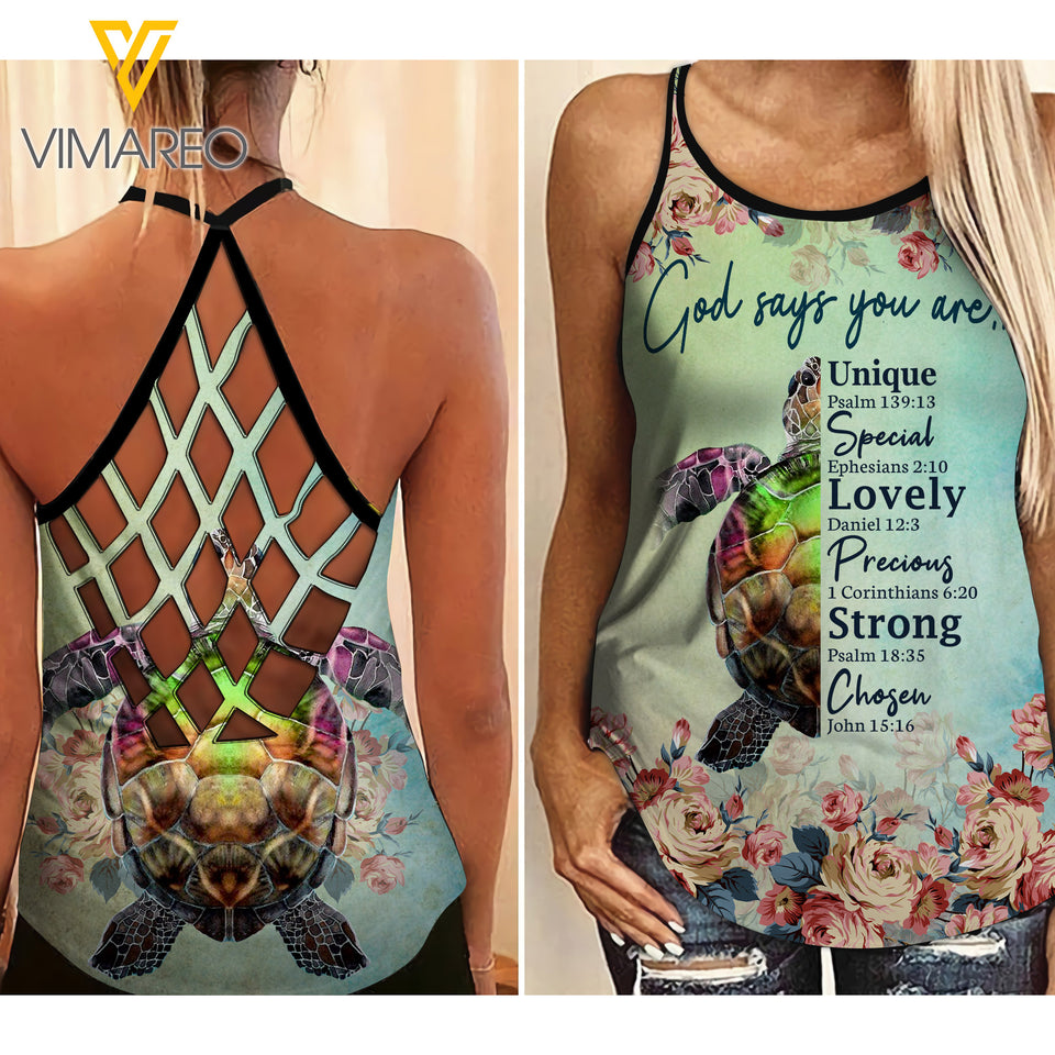 Turtle Criss-Cross Open Back Camisole Tank Top APR-MA02