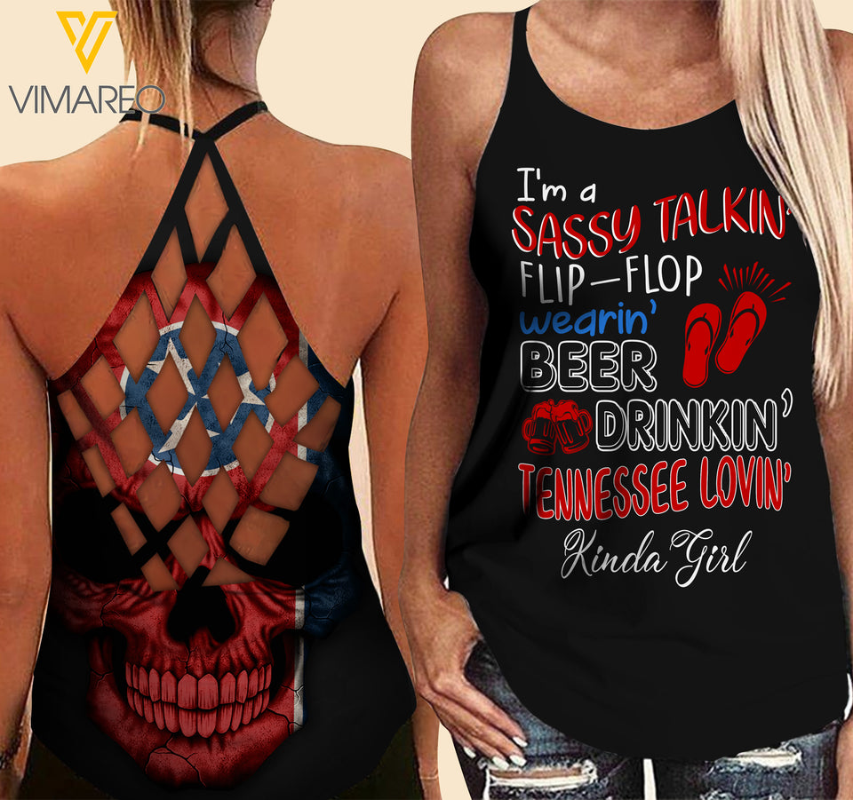 Tennessee lovein' Kinda girl-Criss-Cross Open Back Camisole Tank Top