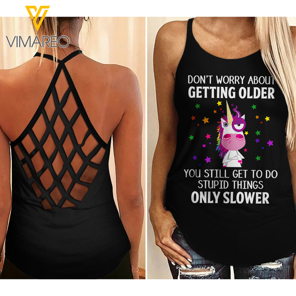 UNICORN Girl Criss-Cross Open Back Camisole Tank Top 1106A