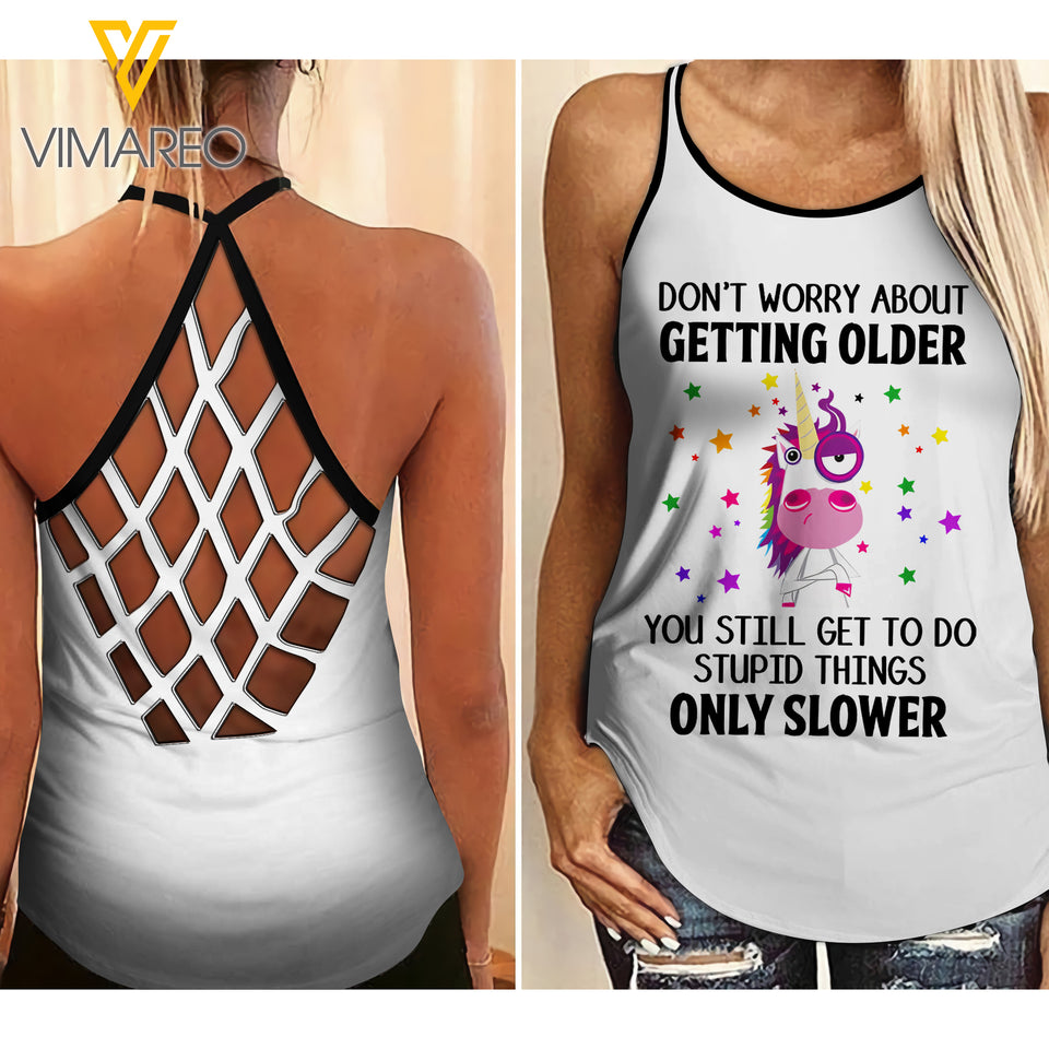 UNICORN Girl Criss-Cross Open Back Camisole Tank Top 1106A