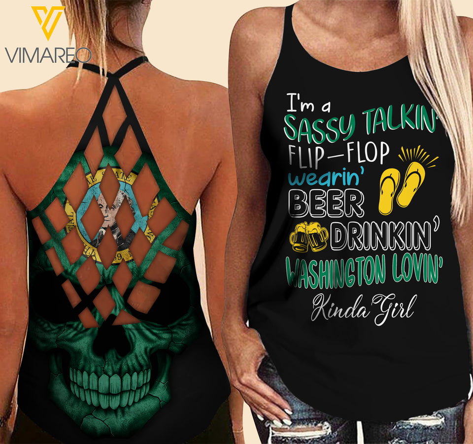 Washington lovein' Kinda girl-Criss-Cross Open Back Camisole Tank Top
