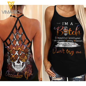 DECEMBER GIRL - DON'T TRY ME Criss-Cross Open Back Camisole Tank Top