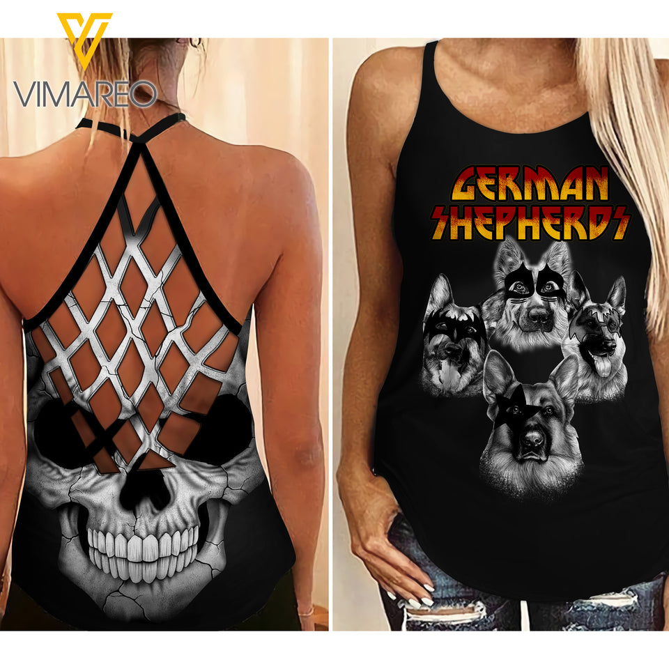 German Shepherd Hiss CRISS-CROSS TANK TOP SKULL