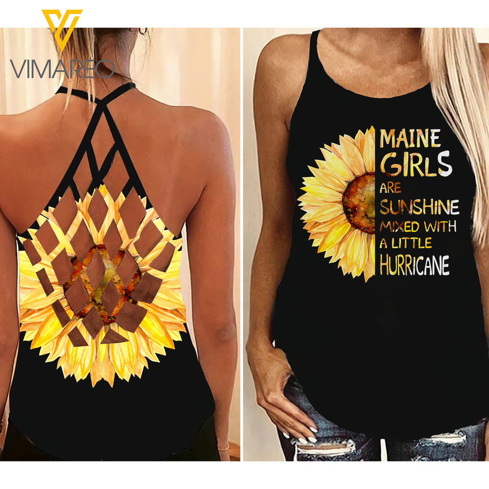 Maine Girls are sunshine Criss-Cross Open Back Camisole Tank Top VMRT