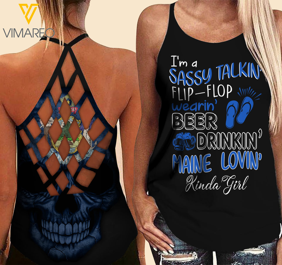 Maine lovein' Kinda girl-Criss-Cross Open Back Camisole Tank Top
