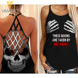 MECHANIC BOOB Girl Criss-Cross Open Back Camisole Tank Top Legging 2004NGBA