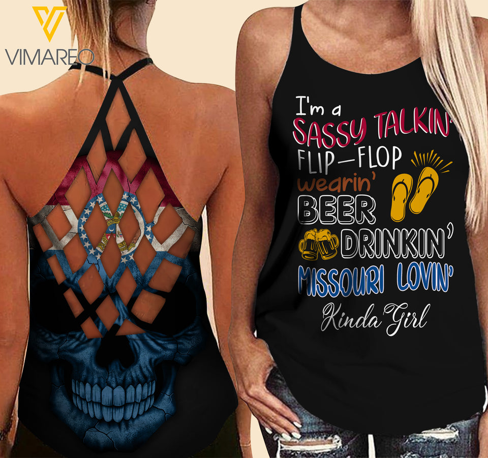 Missouri lovein' Kinda girl-Criss-Cross Open Back Camisole Tank Top