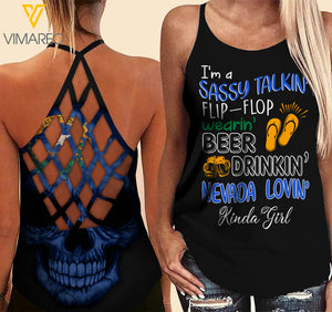 Nevada lovein' Kinda girl-Criss-Cross Open Back Camisole Tank Top