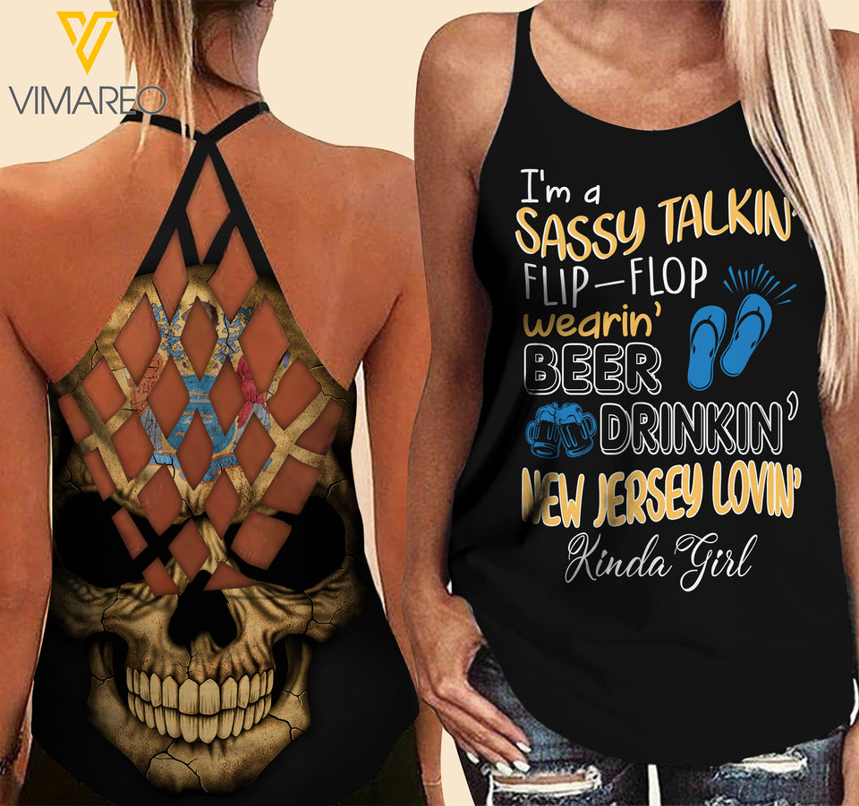New Jersey lovein' Kinda girl-Criss-Cross Open Back Camisole Tank Top