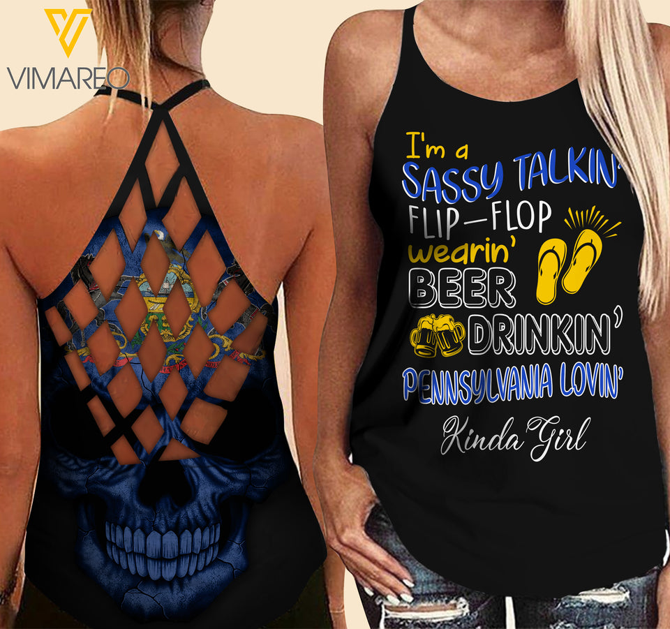Pennsylvania lovein' Kinda girl-Criss-Cross Open Back Camisole Tank Top