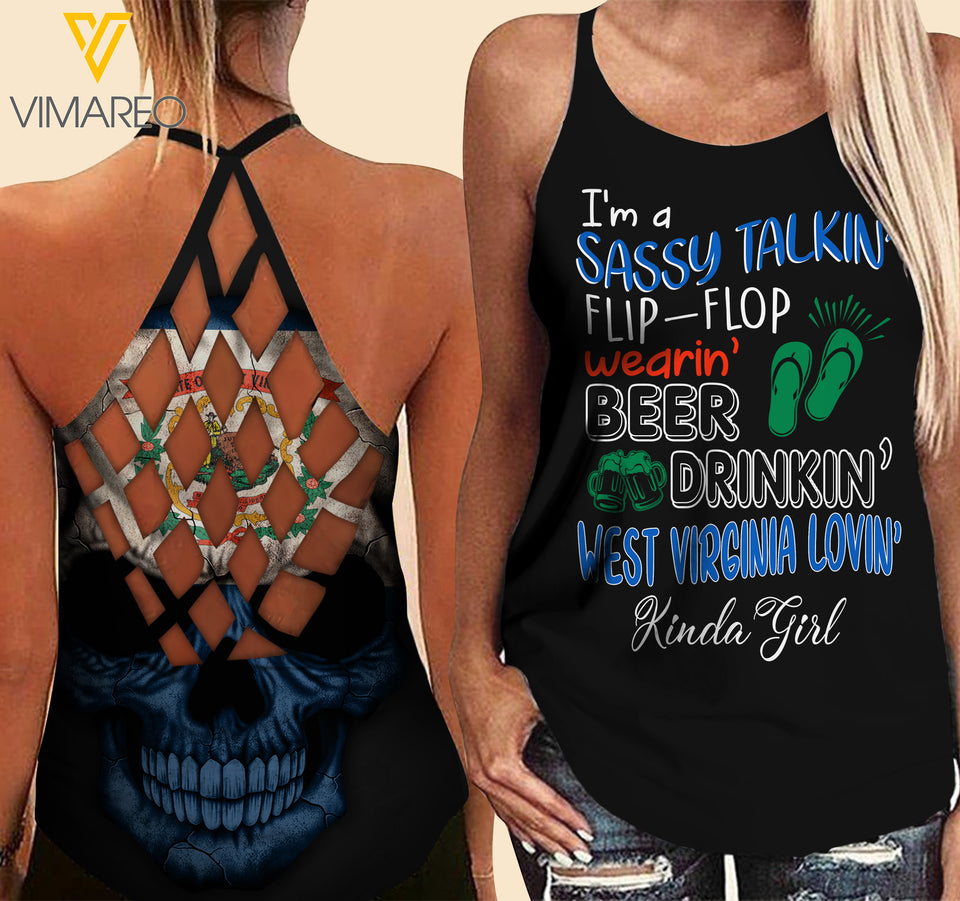 West Virginia lovein' Kinda girl-Criss-Cross Open Back Camisole Tank Top