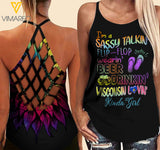 Wisconsin Lovein' Kinda girl Criss-Cross Open Back Camisole Tank Top TIE