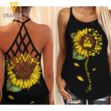 CAMPING SUNFLOWER CRISS-CROSS TANK TOP