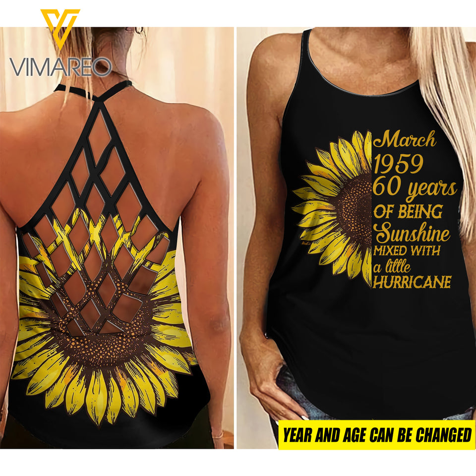 PERSONALIZED MARCH GIRL SUNSHINE CRISS-CROSS TANK TOP TNMQ0702