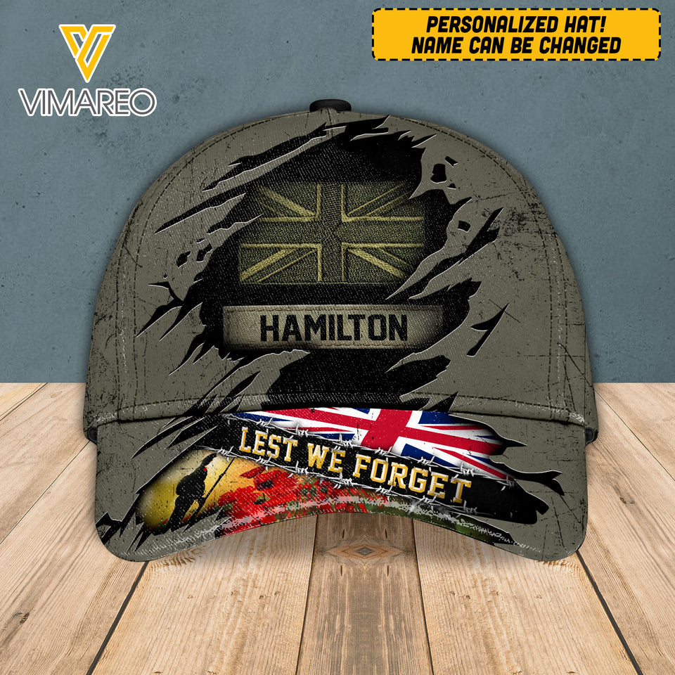 PERSONALIZED UK LEST WE FORGET PEAKED CAP QTVQ0703