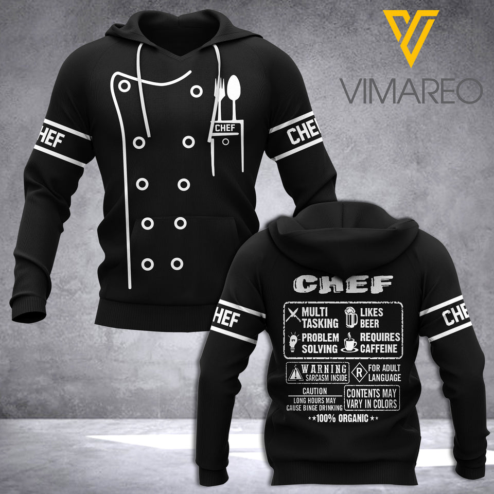 CHEF - ORGANIC HOODIE 3D PRINTED NQA