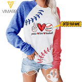 PERSONALIZED Peace Love Baseball LONG SLEEVE TSHIRT QTHC1603