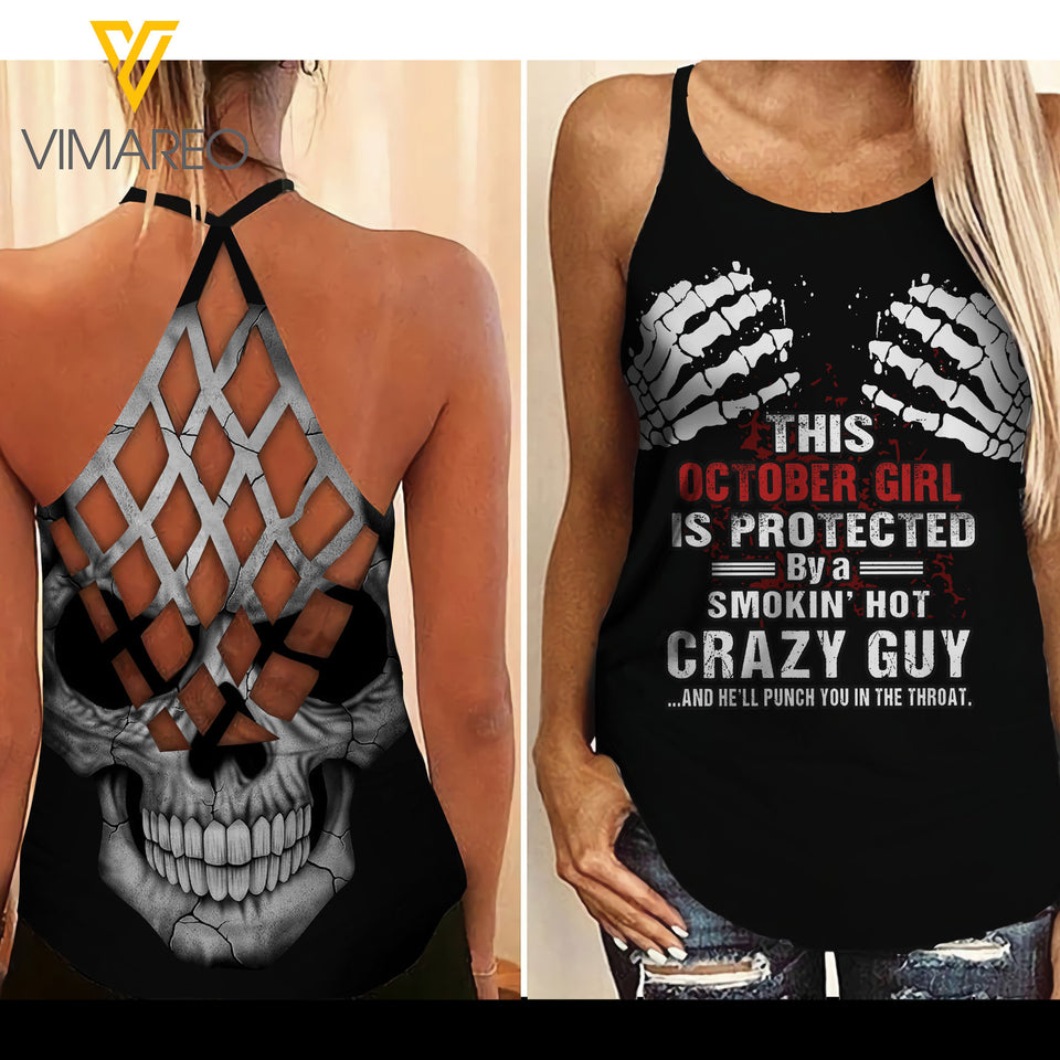 This October girl Criss-Cross Open Back Camisole Tank Top